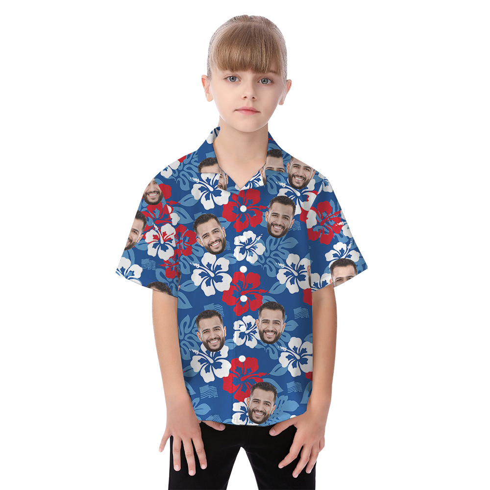Hibiscus 4th Of July Matching Family Hawaiian Outfits With Custom Face