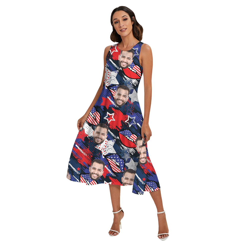 4th Of July Stars Blue Matching Hawaiian Outfits For Family With Custom Face