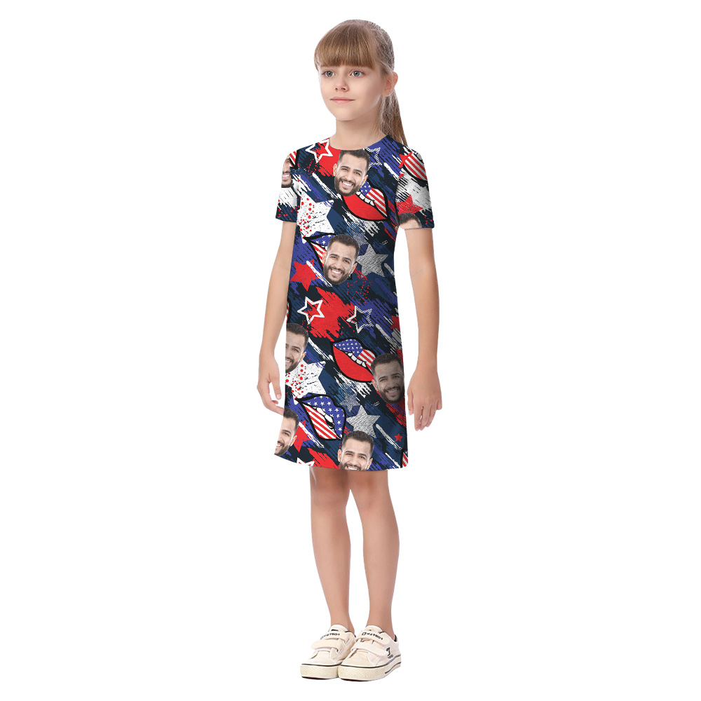 4th Of July Stars Blue Matching Hawaiian Outfits For Family With Custom Face
