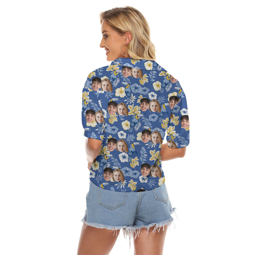 Cool Custom 5 Faces Women's Blouse Blue