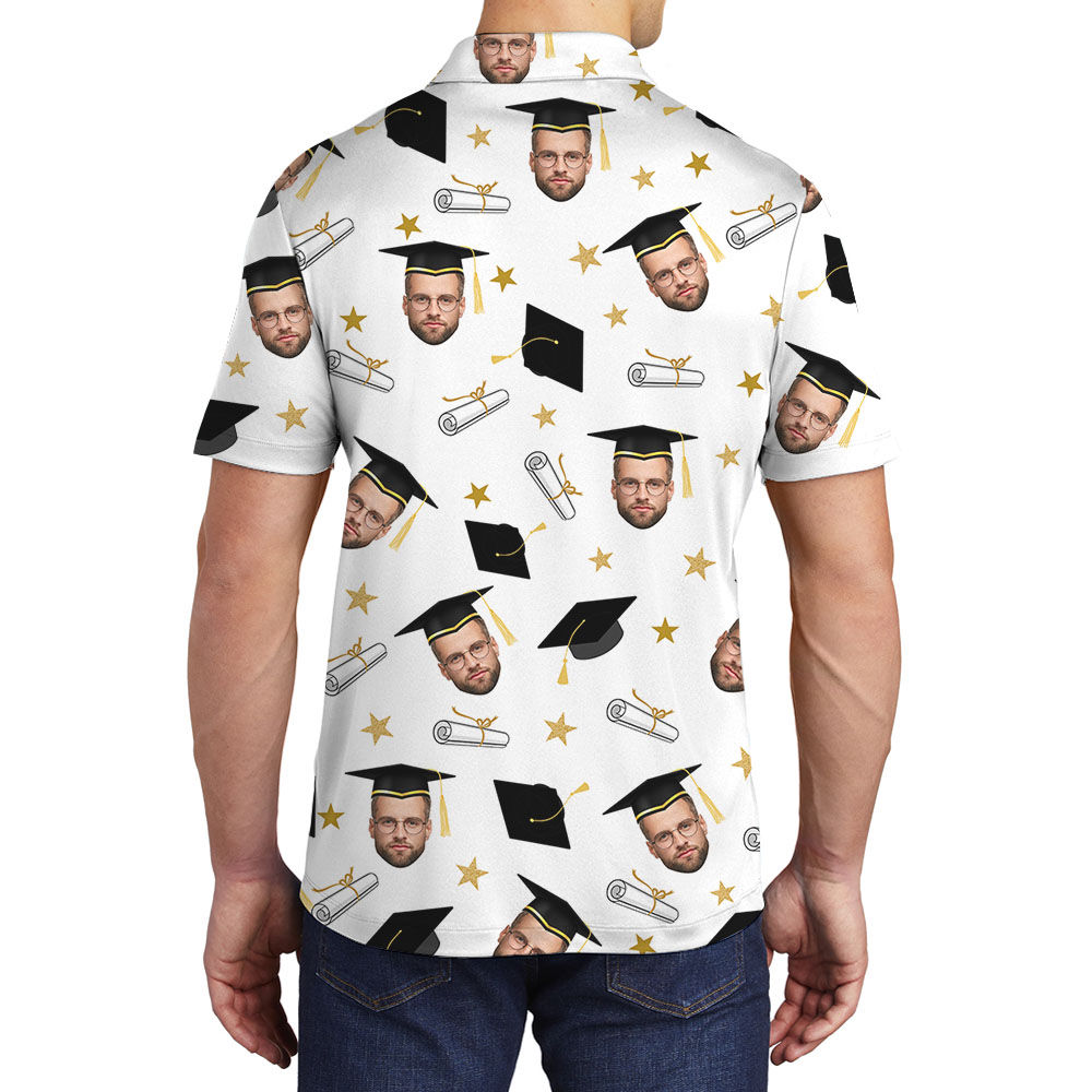Personalized Photo Graduation Men's Collared Shirt