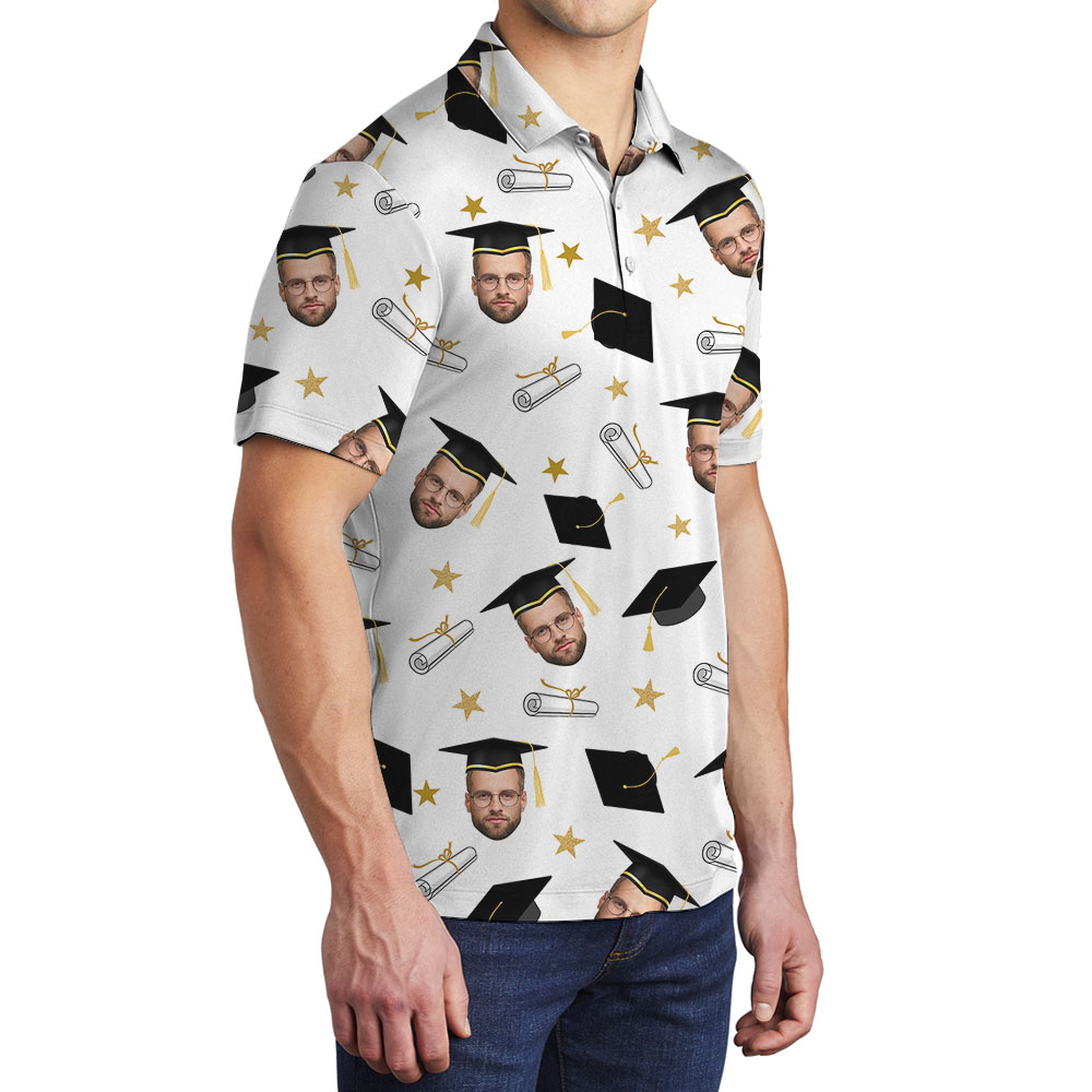 Personalized Photo Graduation Men's Collared Shirt