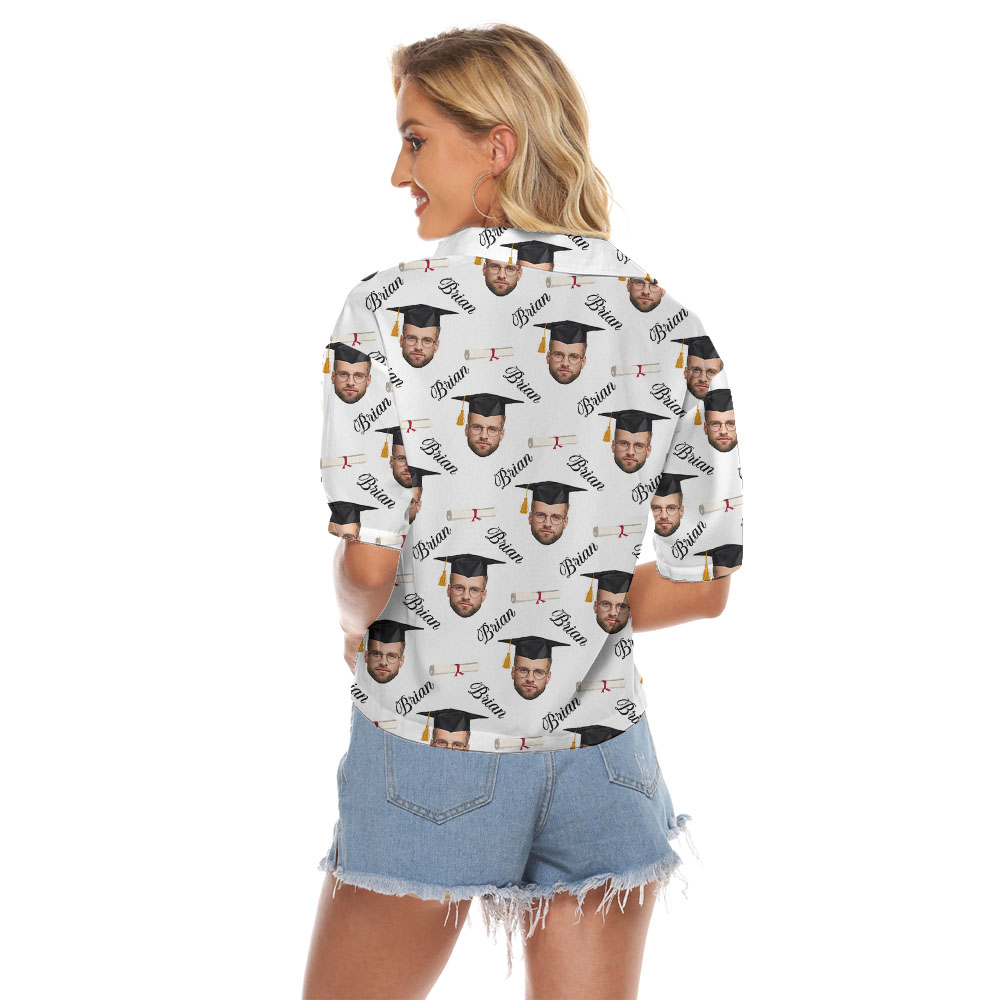Women's Graduation Hawaiian Shirt With Faces