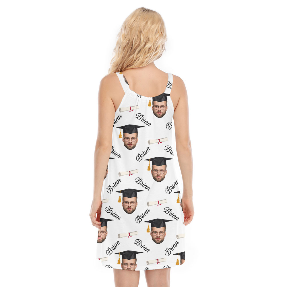 Custom Face Women's Cami Dress With Graduation Theme