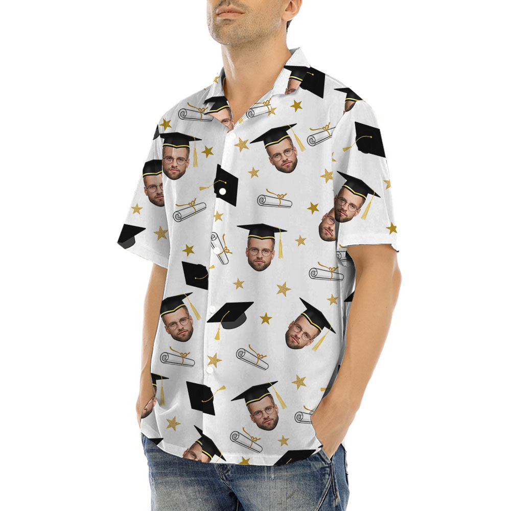 Custom Face Graduation Button Up Shirt