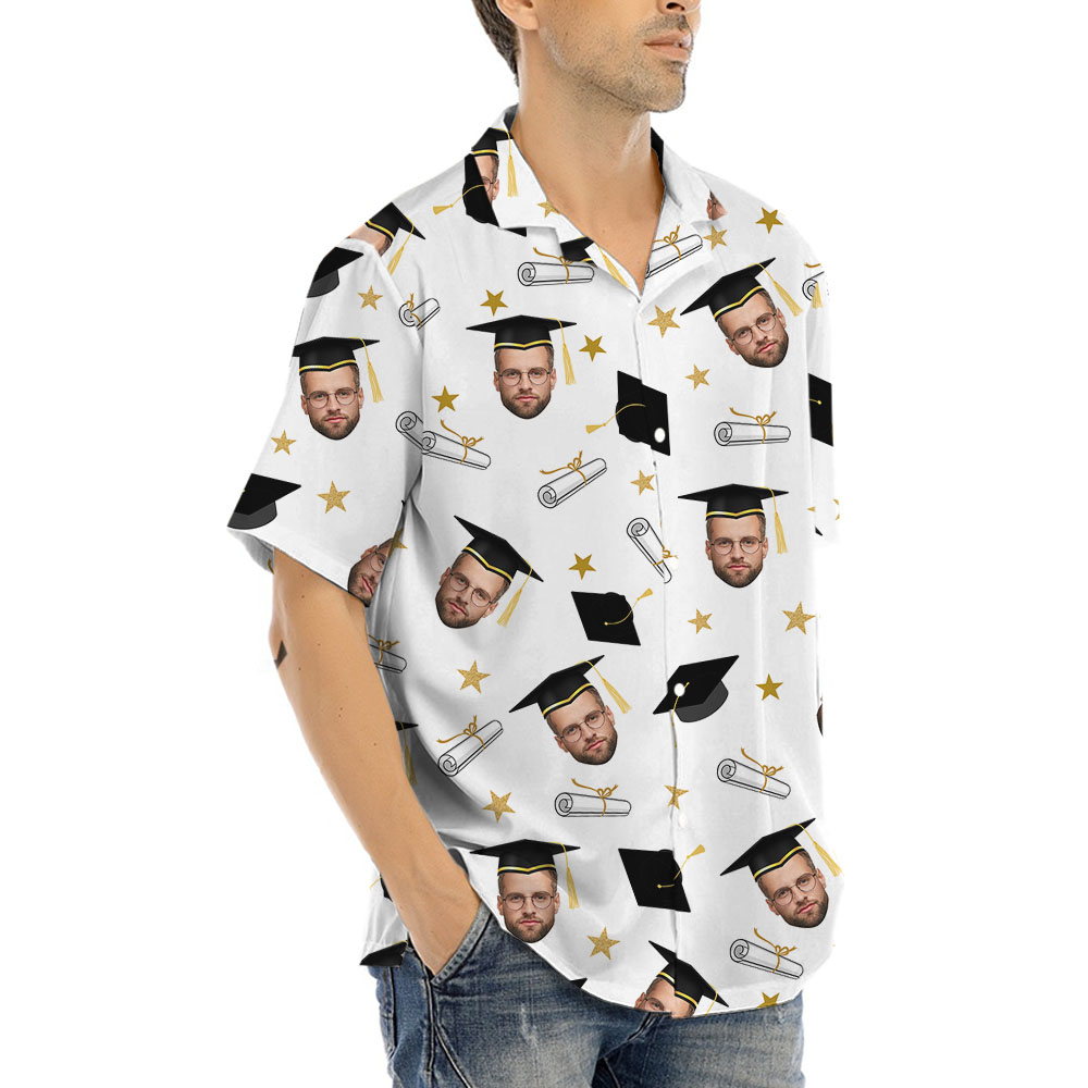 Custom Face Graduation Button Up Shirt
