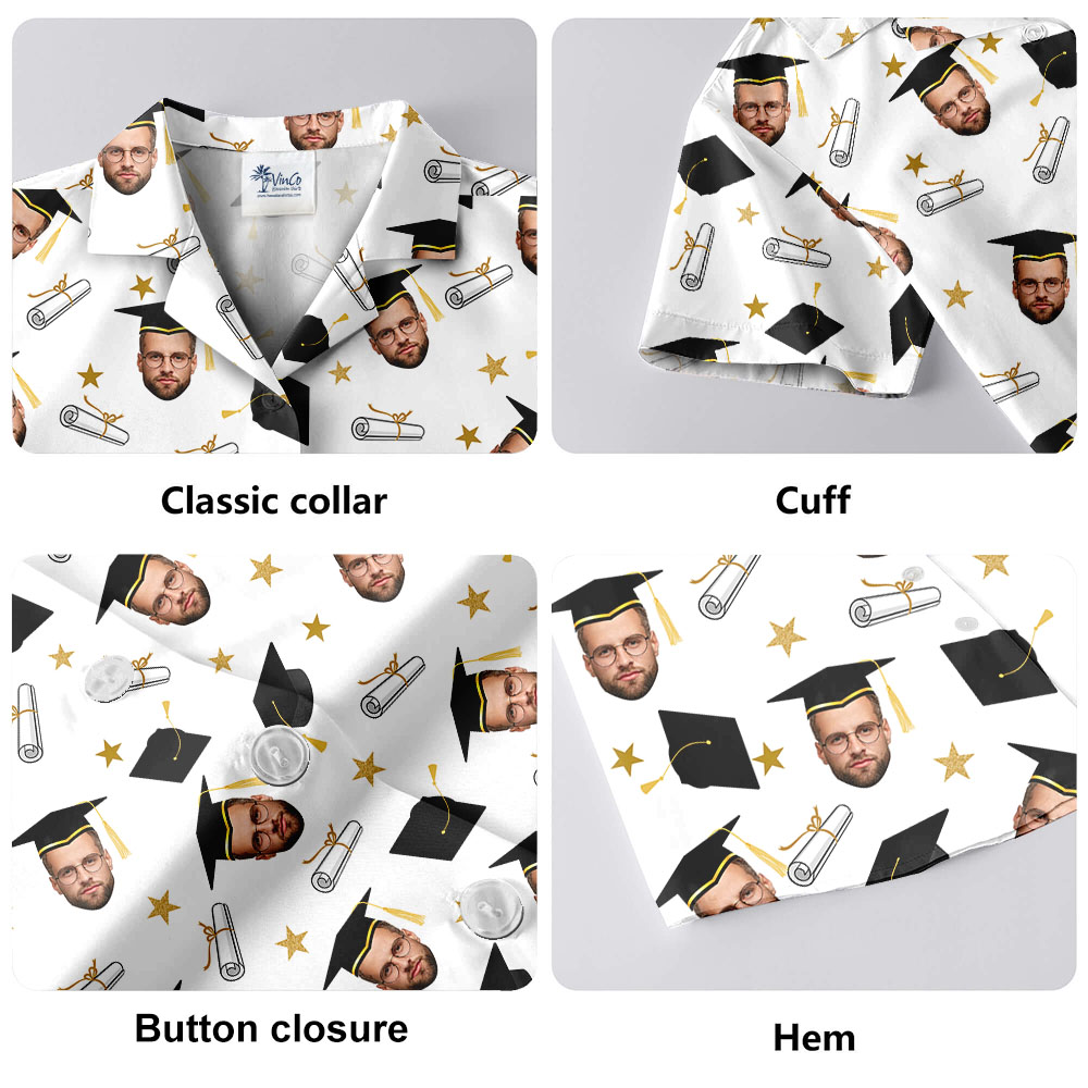Custom Face Graduation Button Up Shirt