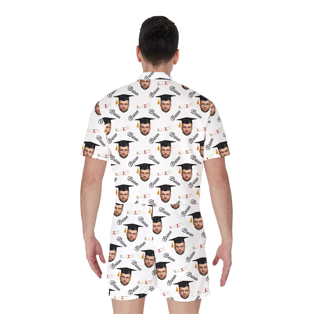 Unique Graduation Men's Romper With Face And Names