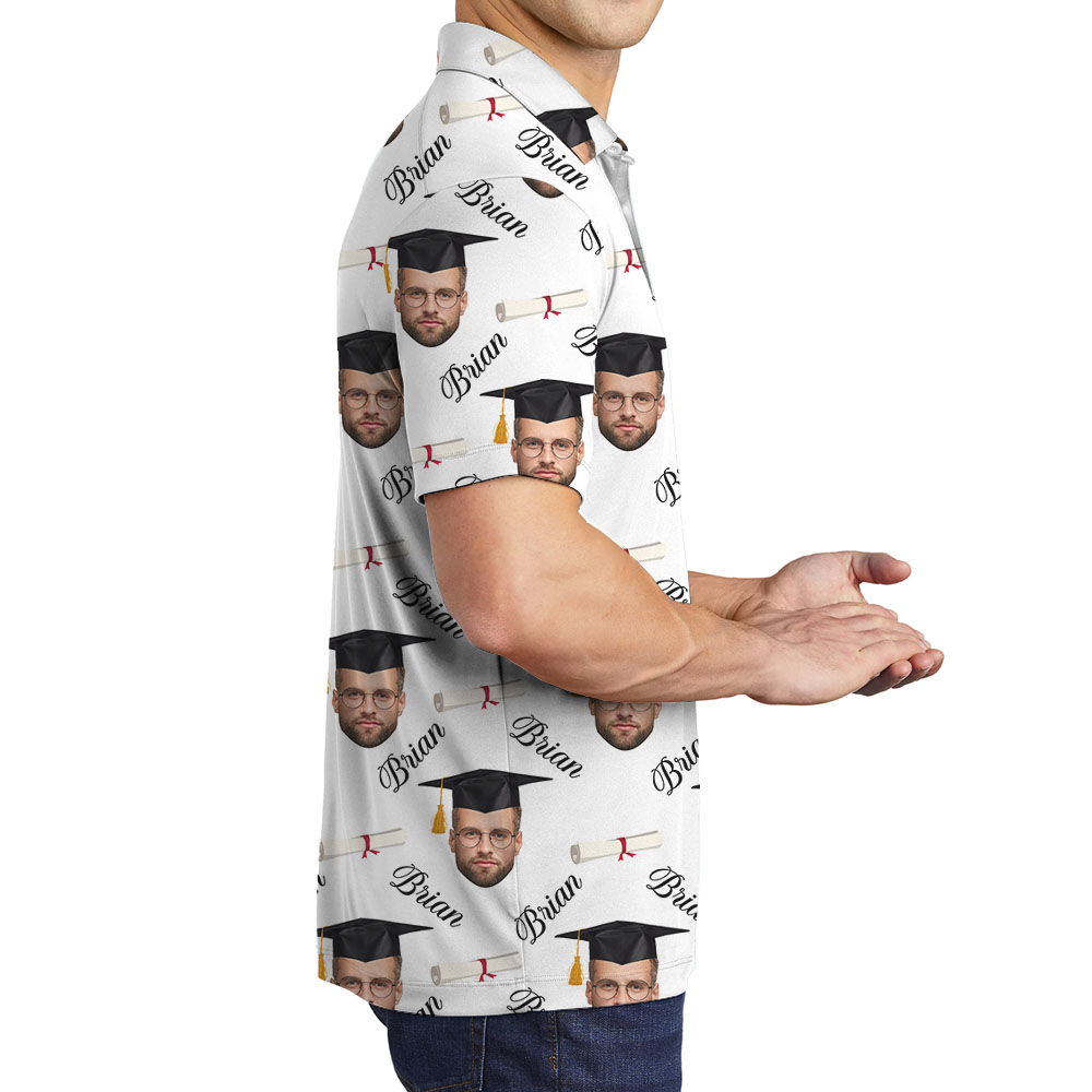 Custom Graduation Men's Collared Shirt With Faces And Names
