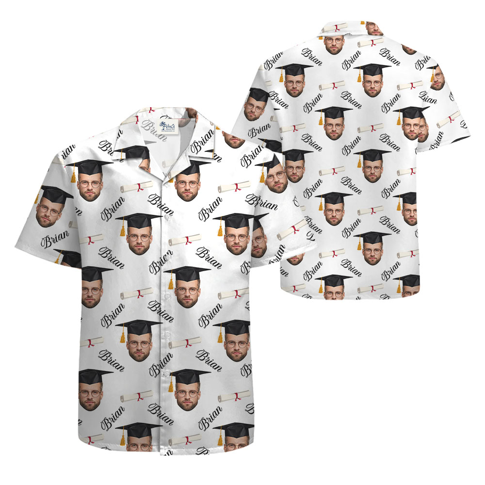 Custom Graduation Hawaiian Shirt With Face And Names