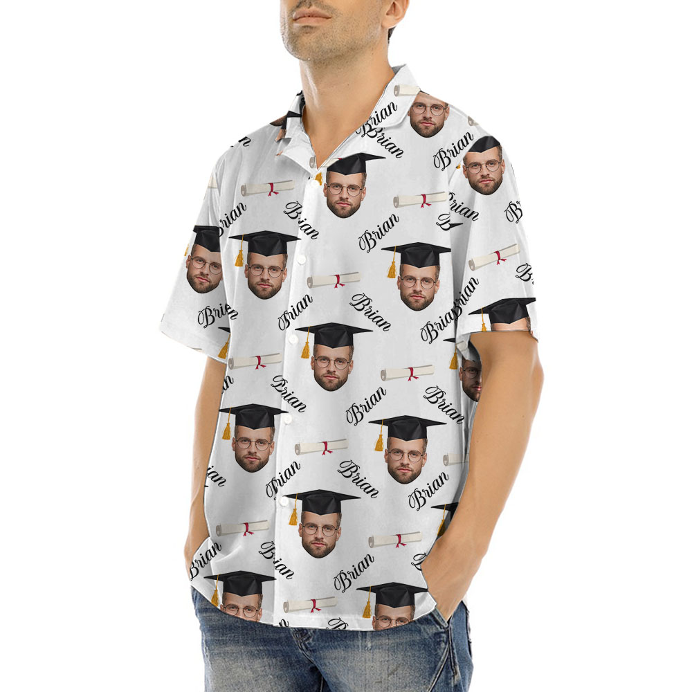 Custom Graduation Hawaiian Shirt With Face And Names