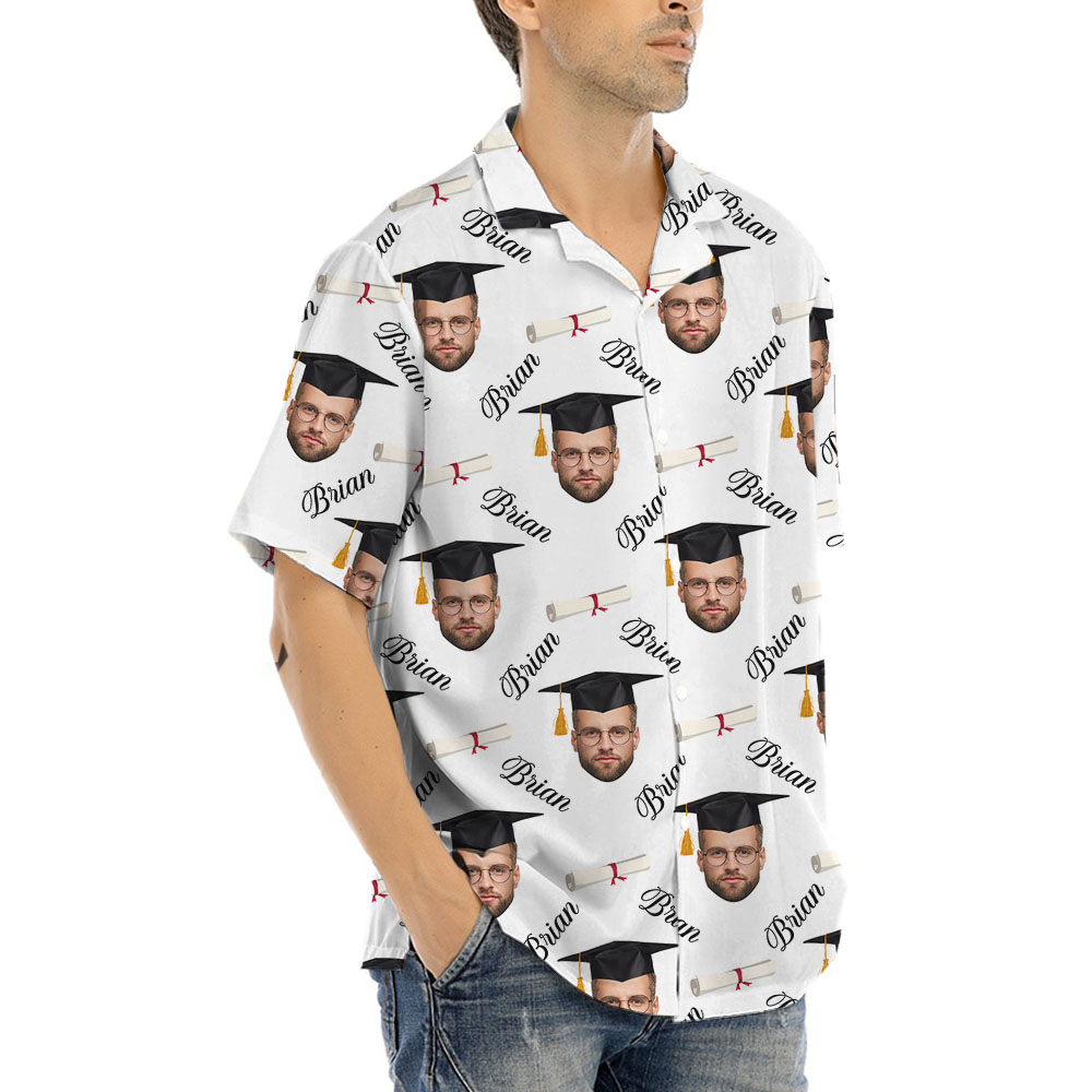 Custom Graduation Hawaiian Shirt With Face And Names