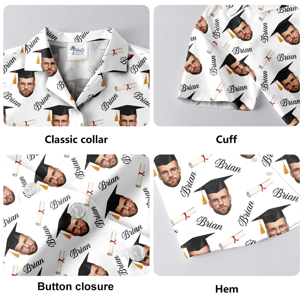 Custom Graduation Hawaiian Shirt With Face And Names