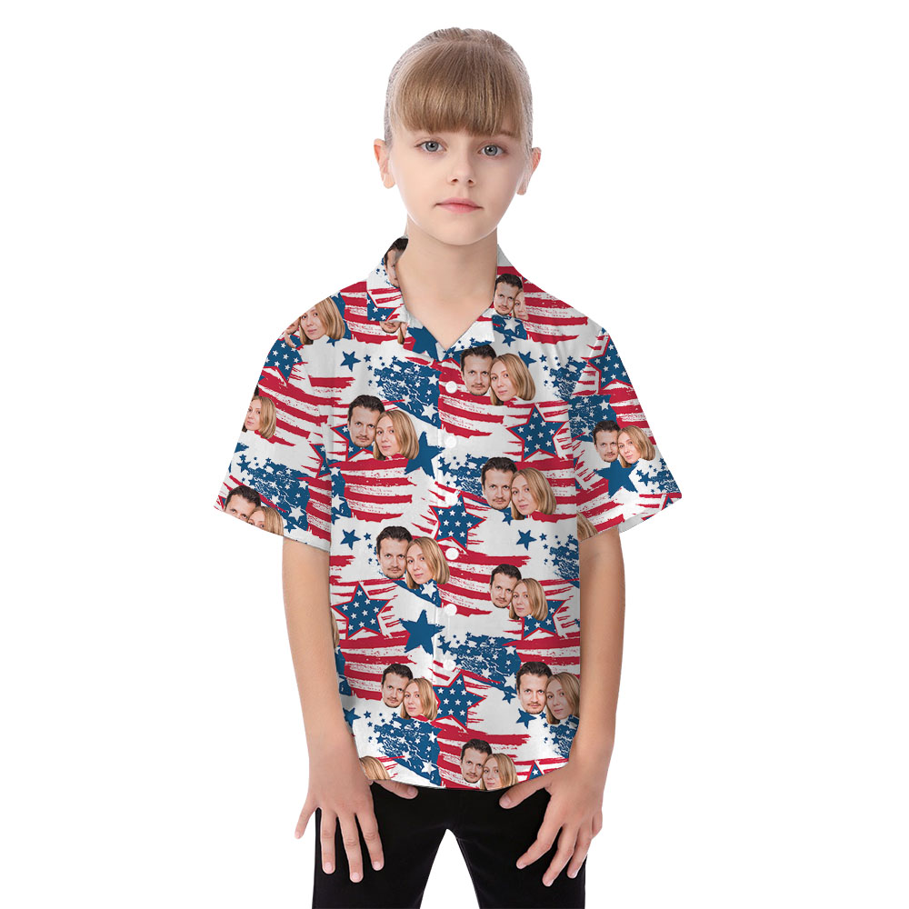 1-5 Faces On 4th Of July Matching Family Hawaiian Outfits