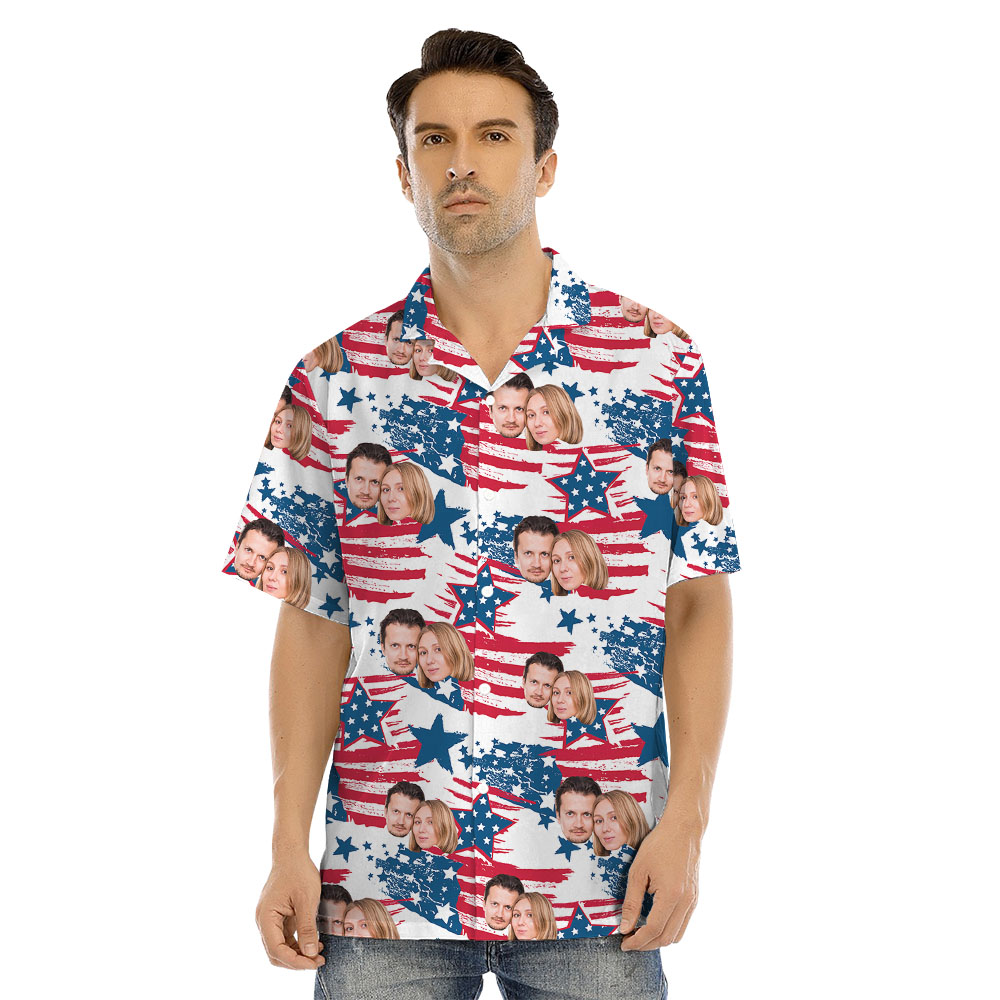 1-5 Faces On 4th Of July Matching Family Hawaiian Outfits