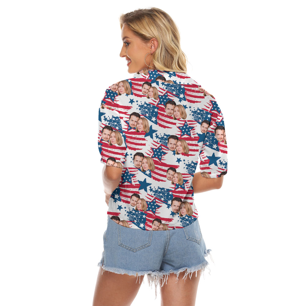 Custom Women's Fourth Of July Shirt With 1-5 Faces