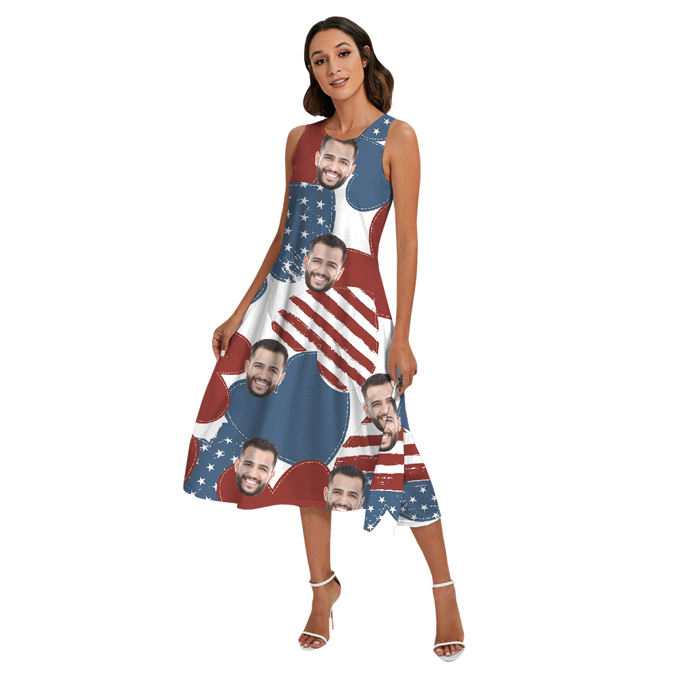 Custom Face American Hearts 4th Of July Matching Family Hawaiian Outfits