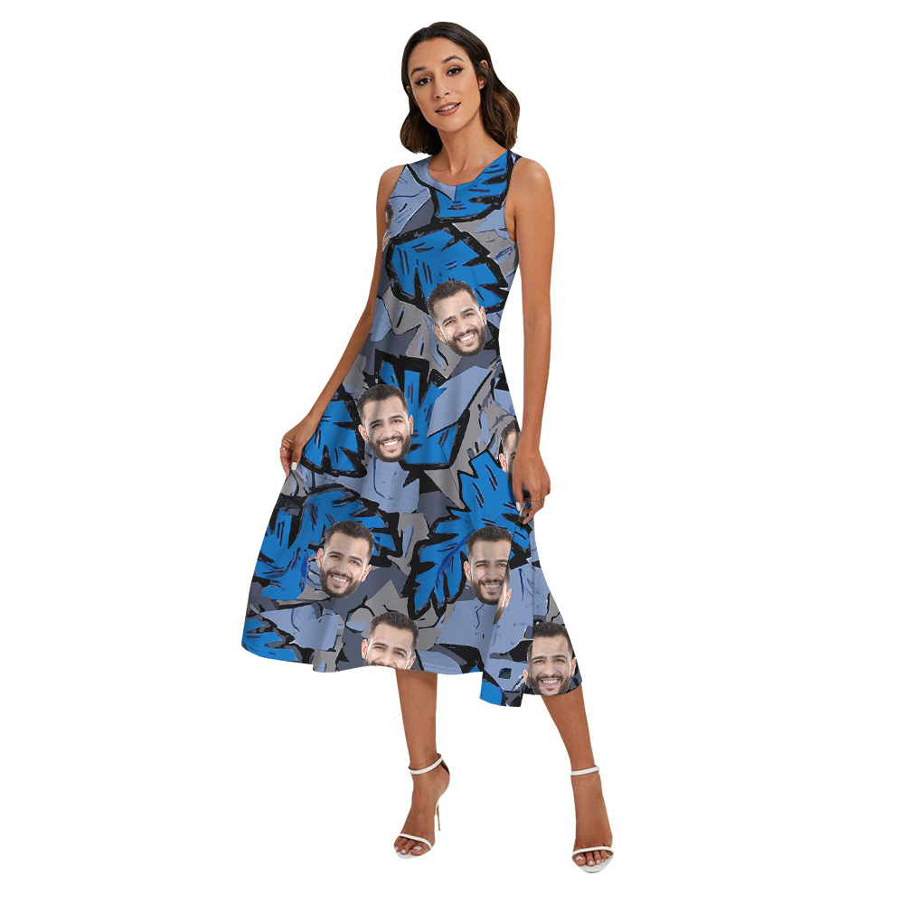 Custom Face 4th Of July Blue Matching Family Tropical Outfits