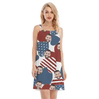 4th Of July Custom Face American Hearts Hawaiian Cami Dress