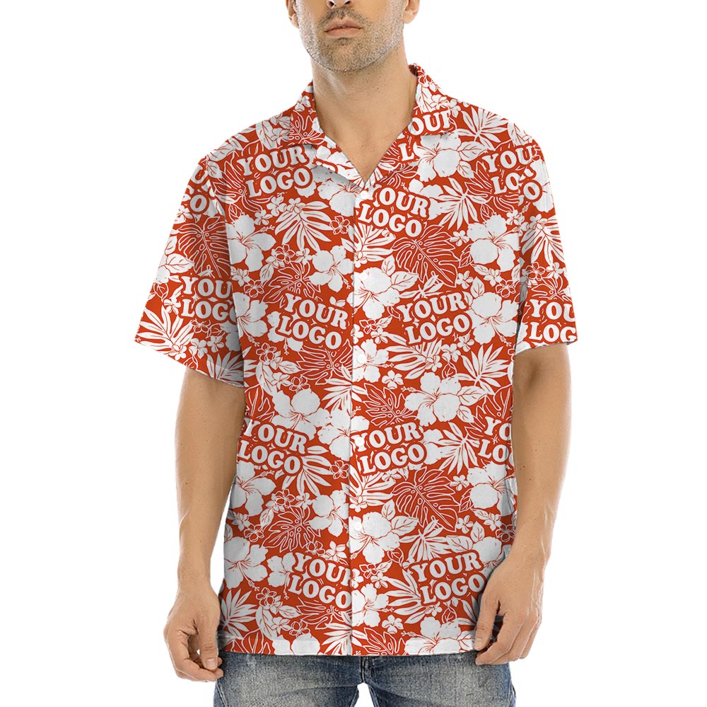 Red Hawaiian Shirt with Custom Company Logo - variant image 1