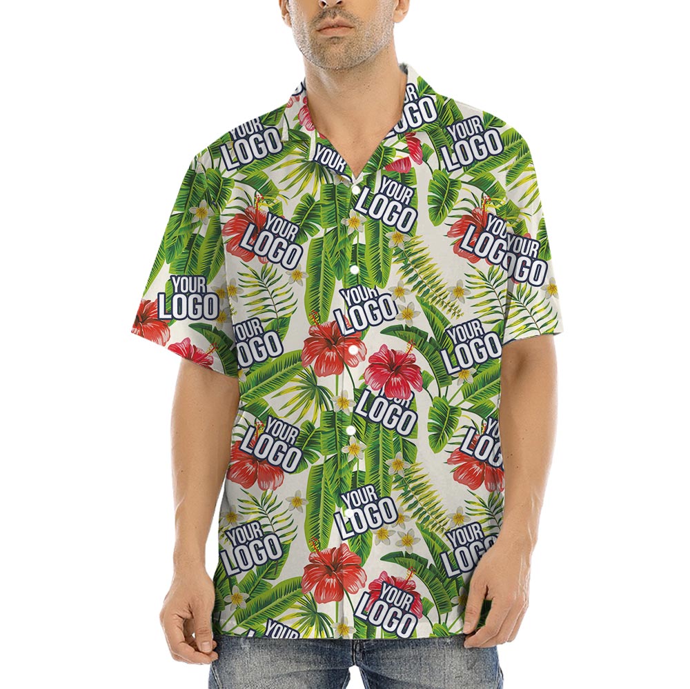 Custom Company Logo Tropical Banana Leaf Men's Aloha Shirt - variant image 1