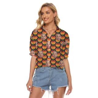 19th June Heart Theme Hawaiian Women Cropped Shirt Custom 1-4 Faces