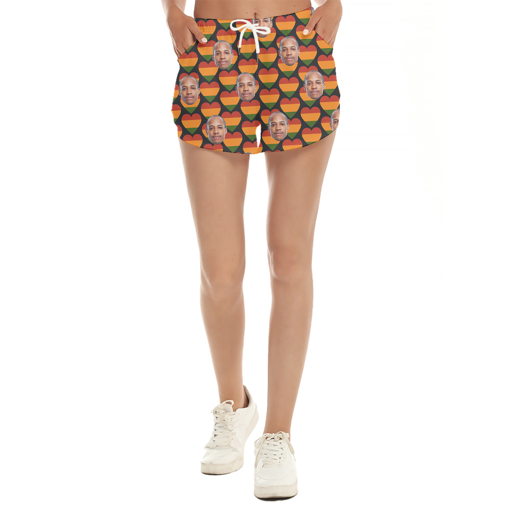 Independence Heart Pattern Hula Women Short Custom Multiple Faces - variant image 1