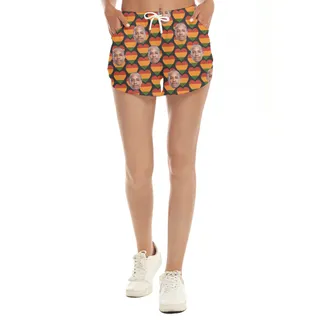 Independence Heart Pattern Hula Women Short Custom Multiple Faces