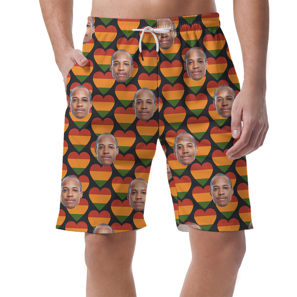 19th June Heart Pattern Hawaiian Short for Men Custom 1 - 4 Faces - variant image 1