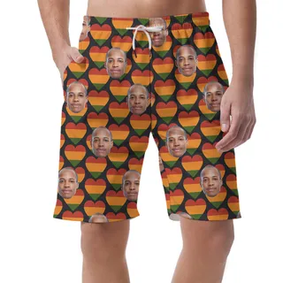 19th June Heart Pattern Hawaiian Short for Men Custom 1 - 4 Faces