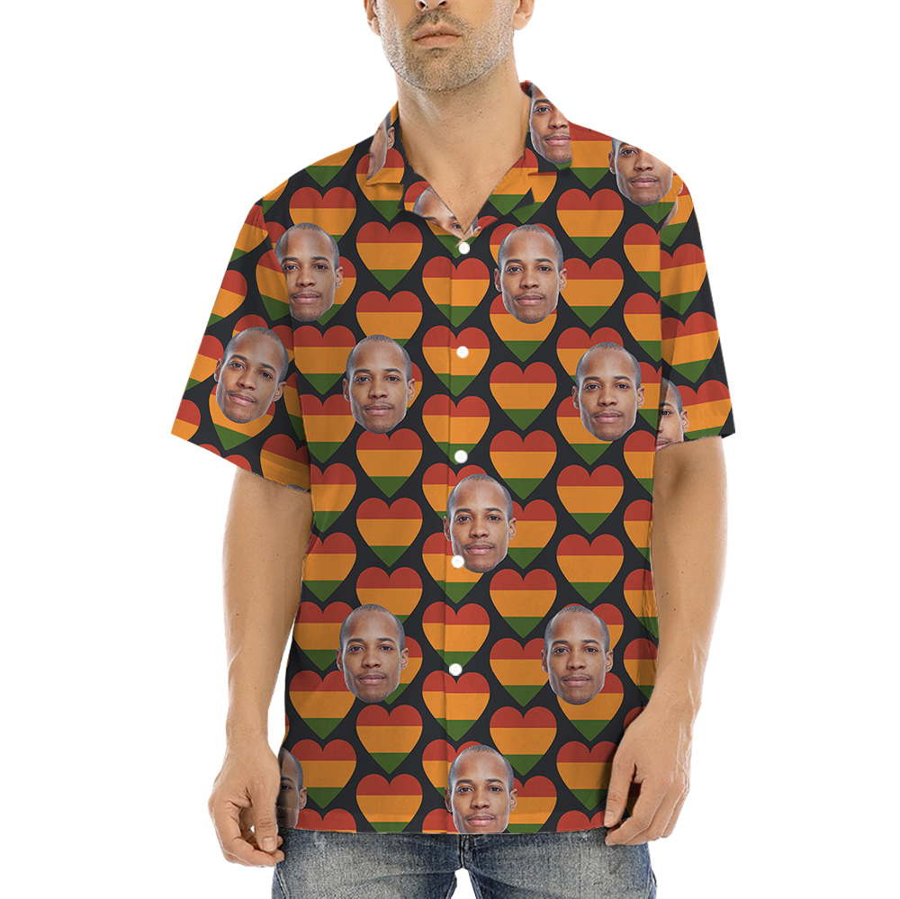 19th June Heart Theme Hawaiian Men Shirt Custom 1-4 Faces - variant image 1