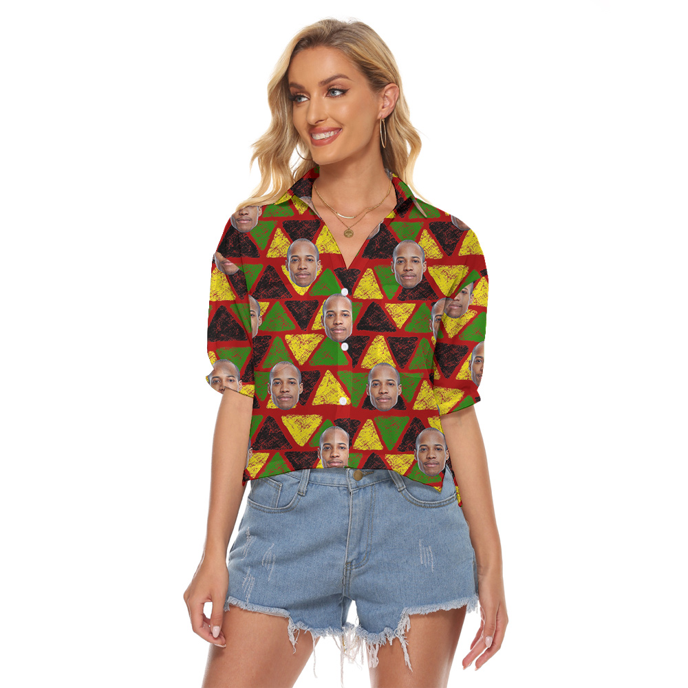 19th June Hawaiian Cropped Women Shirt Custom Multiple Faces - variant image 1