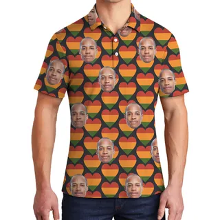 19th June Heart Theme Hawaiian Men Polo Shirt Custom 1-4 Faces