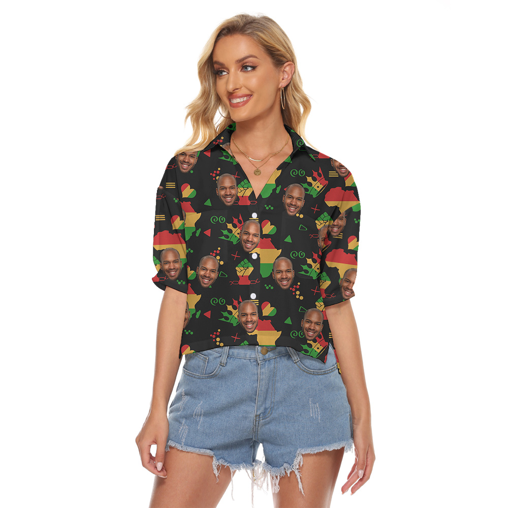 Custom Faces Juneteenth Independence Day Women Cropped Shirt - variant image 1