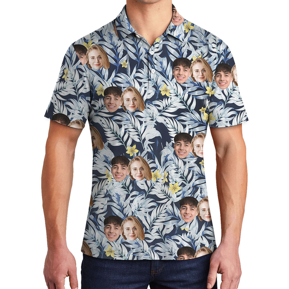 Custom 1-5 Faces Men's Polo Collared Shirt - variant image 1