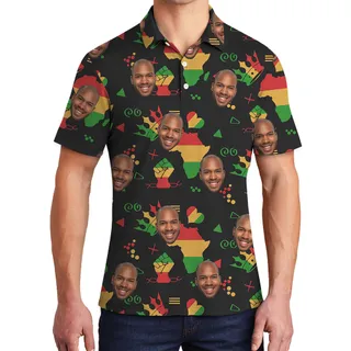 Custom 1 - 4 Faces 19th June Freedom Hawaiian Men Polo Shirt
