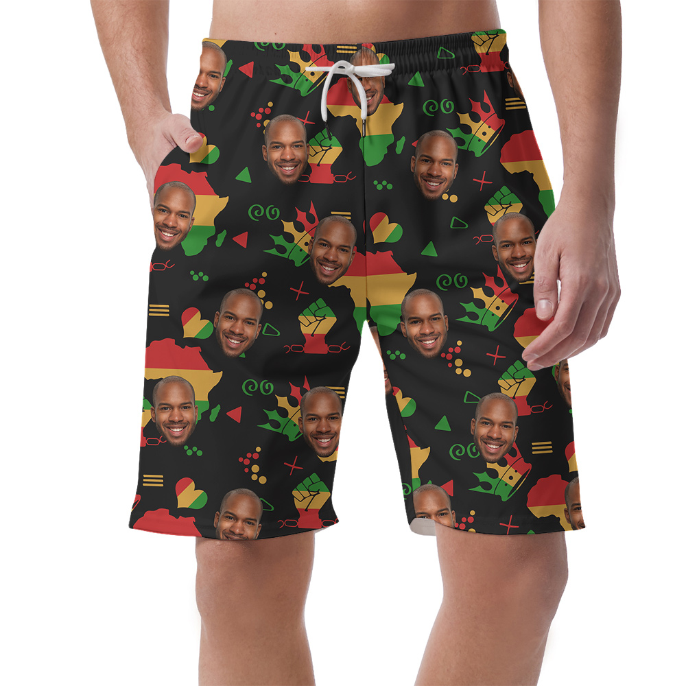 Custom Multiple Faces Aloha Men Short with Juneteenth Theme - variant image 1