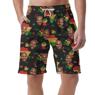 Custom Multiple Faces Aloha Men Short with Juneteenth Theme