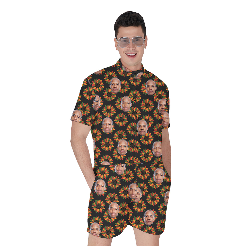 Custom 1-4 Faces Hawaiian Men Romper for Juneteenth - variant image 1