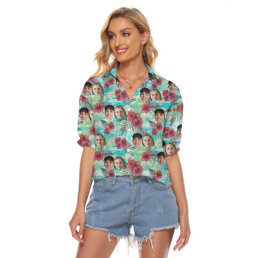 Custom Face Women's Crop Top With Vintage Floral Print - variant image 1