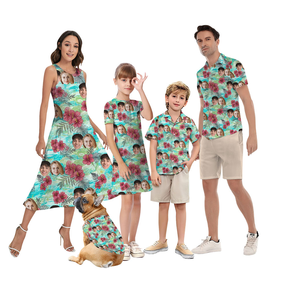 Custom 1-5 Faces Matching Hawaiian Shirt And Dress - variant image 1