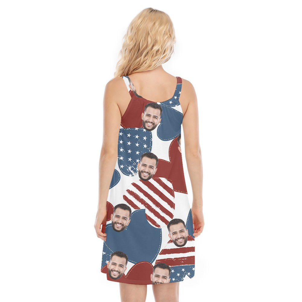 4th Of July Custom Face American Hearts Hawaiian Cami Dress