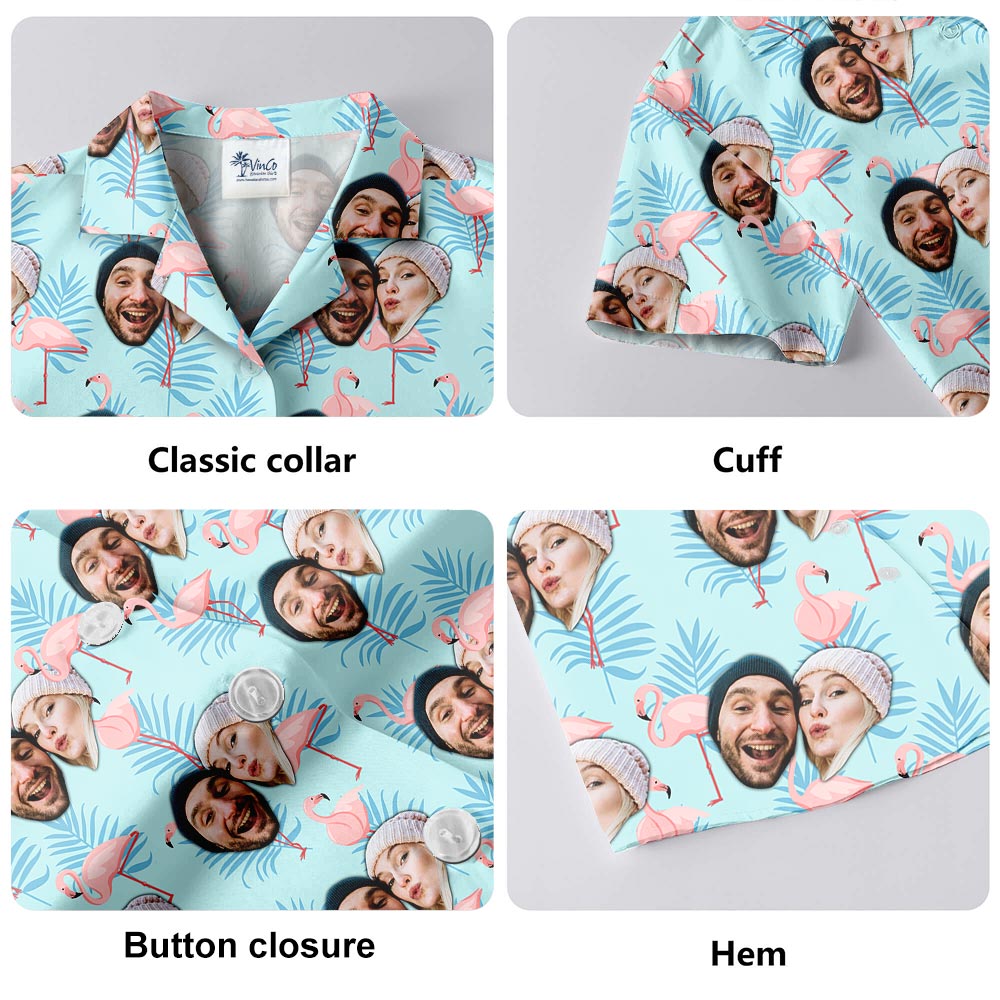 Custom Blue Hula Shirt For Men With Couple Face