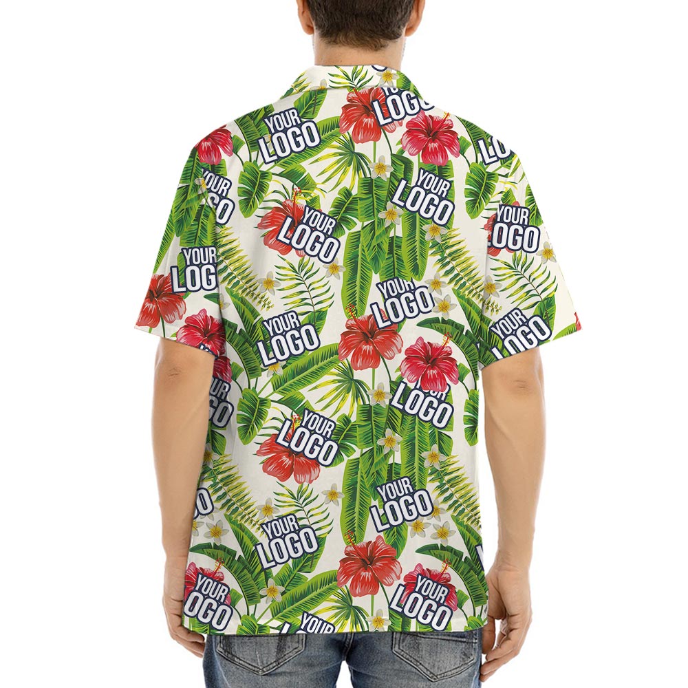 Custom Company Logo Tropical Banana Leaf Men's Aloha Shirt
