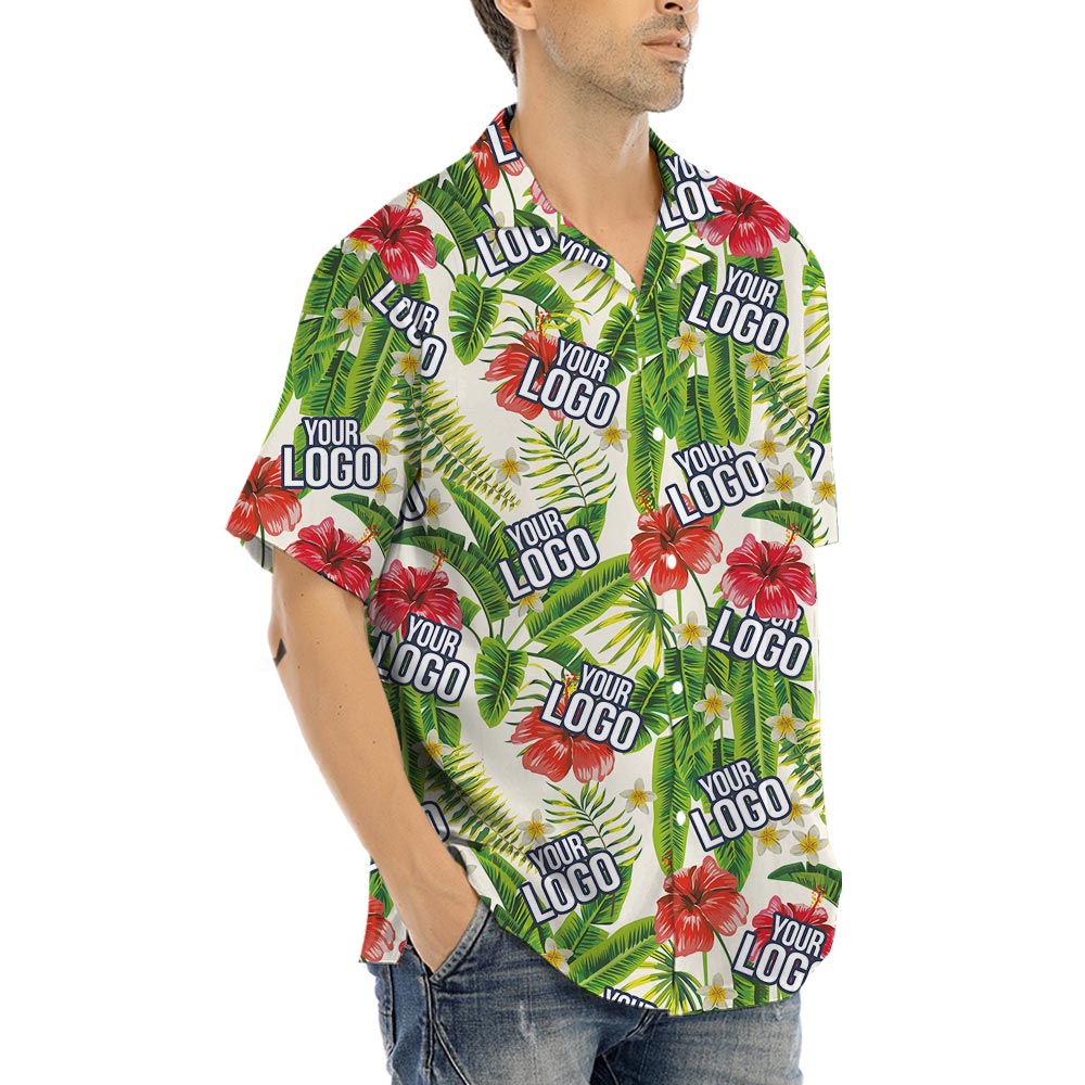 Custom Company Logo Tropical Banana Leaf Men's Aloha Shirt