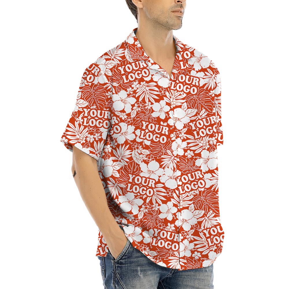 Red Hawaiian Shirt with Custom Company Logo