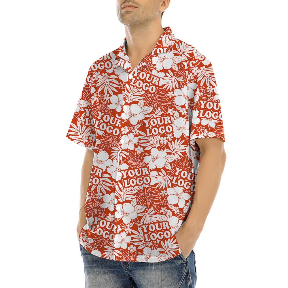 Red Hawaiian Shirt with Custom Company Logo