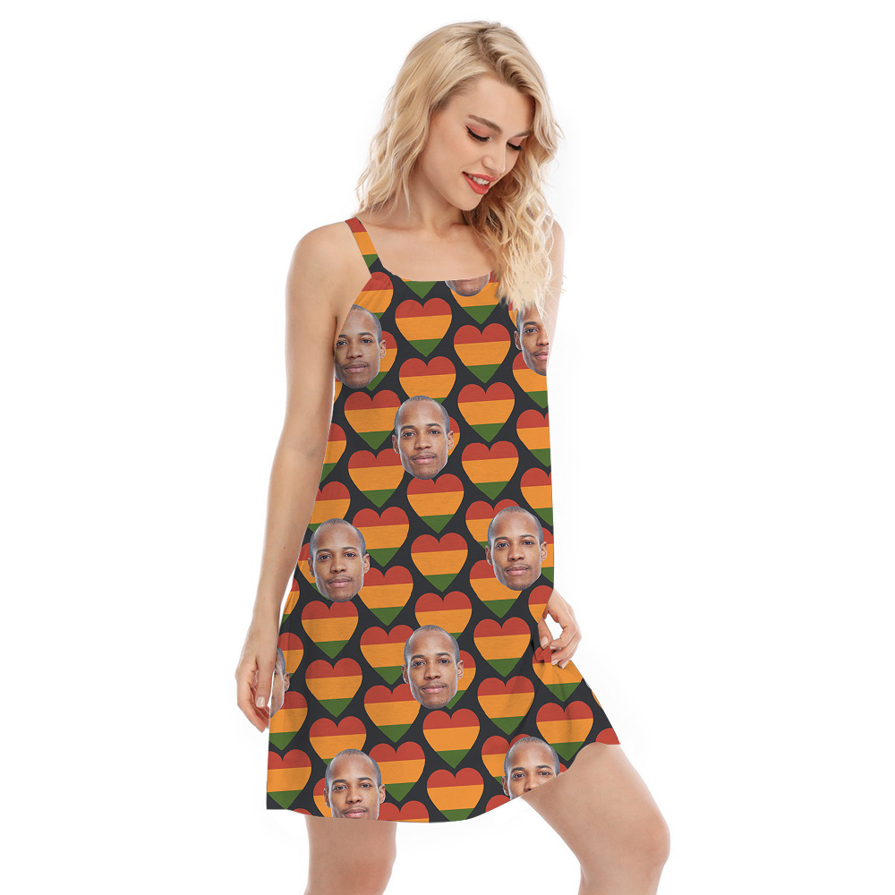Independence Heart Pattern Hula Cami Dress Custom Multiple Faces