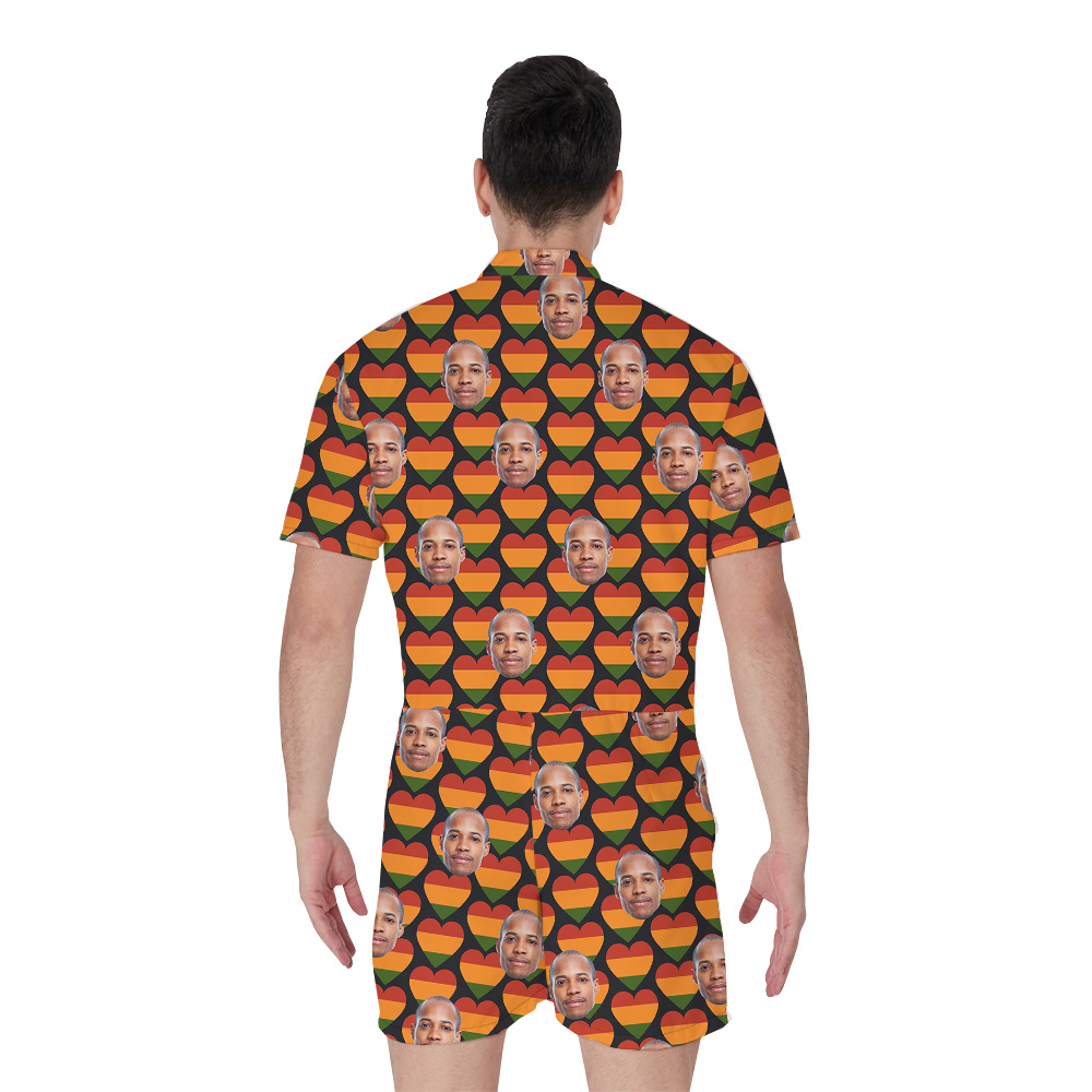 19th June Heart Pattern Hawaiian Romper for Men Custom 1 - 4 Faces
