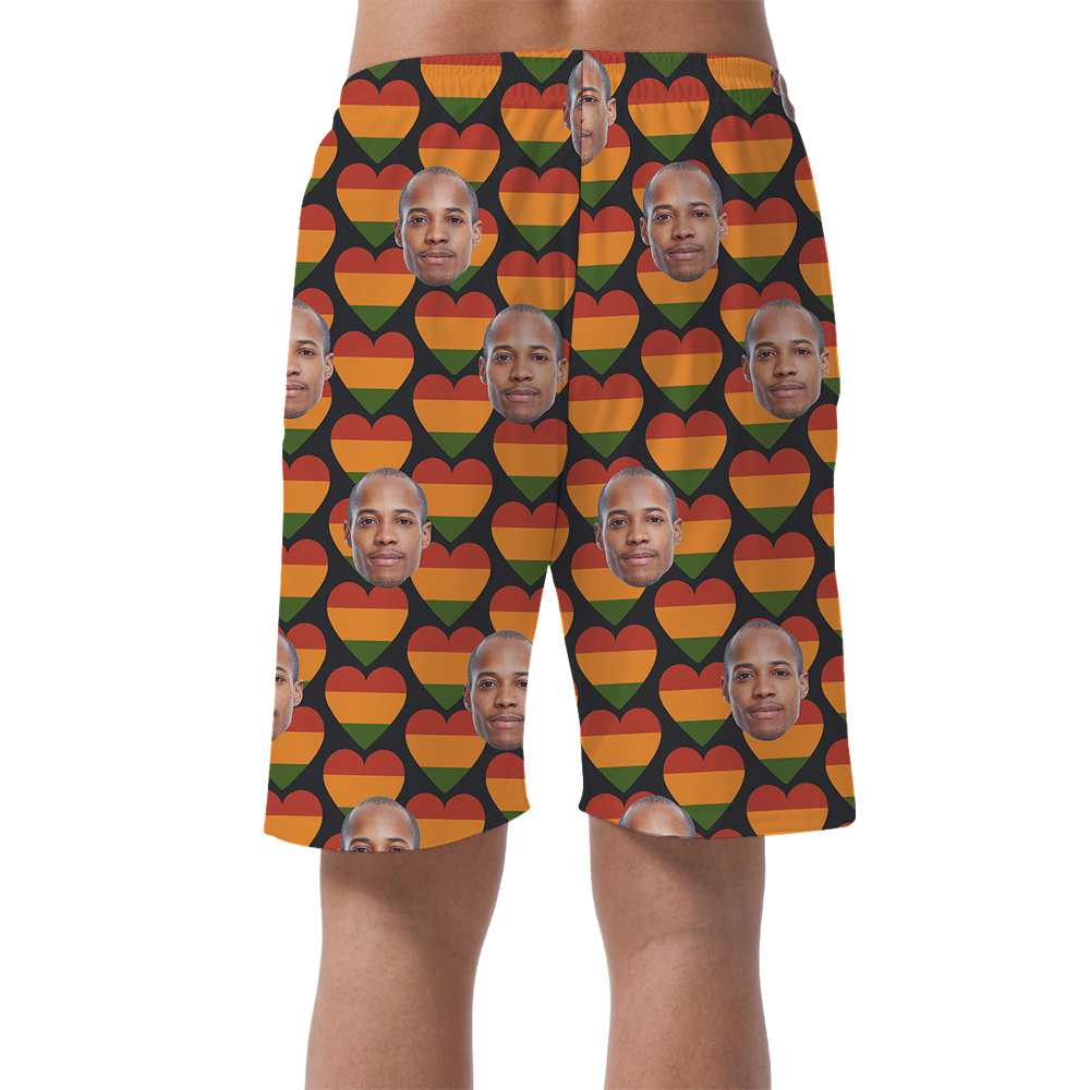 19th June Heart Pattern Hawaiian Short for Men Custom 1 - 4 Faces